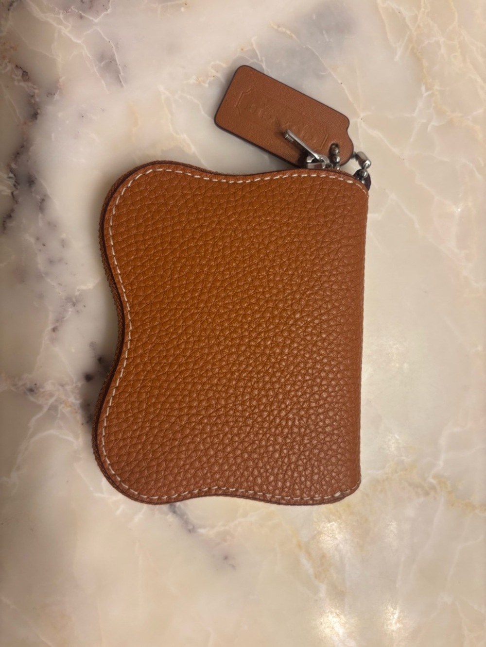 Coach Zip-Around Pebbled Leather Wallet in Warm Brown - Picture 2 of 3